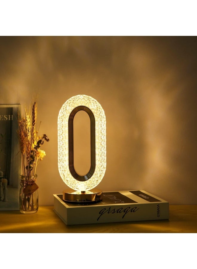 أباجورة كريستال للطاولة تعمل باللمس LED قابلة للتعتيم ثلاثي الاتجاهات مع منفذ USB – مصباح ماسي قابل لإعادة الشحن – إضاءة ليلية للكومدينو لغرفة النوم والمعيشة - Image 3